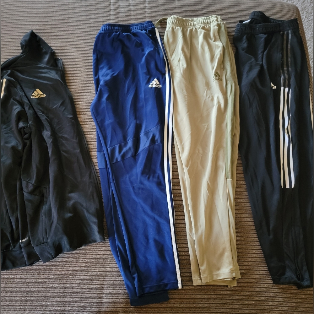 Adidas 4pc LOT  ATHLETIC Pants with Elastic Waistband 1 JACKET all 2XL